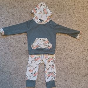 Floral and grey hoodie & jogger outfil